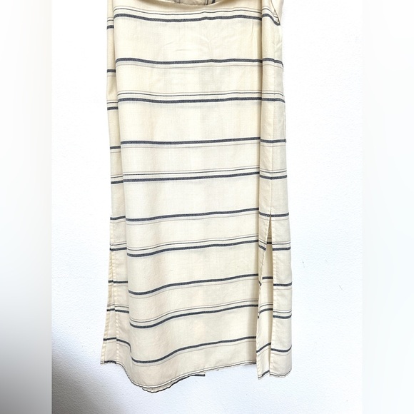 Pendleton Ivory Blue Striped Short Sleeve Wool Button Down Maxi Dress Sz M Belt - Picture 10 of 12